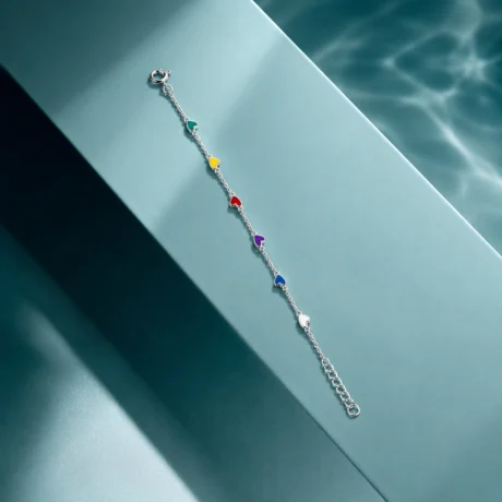 Rainbow Heart Charm Bracelet