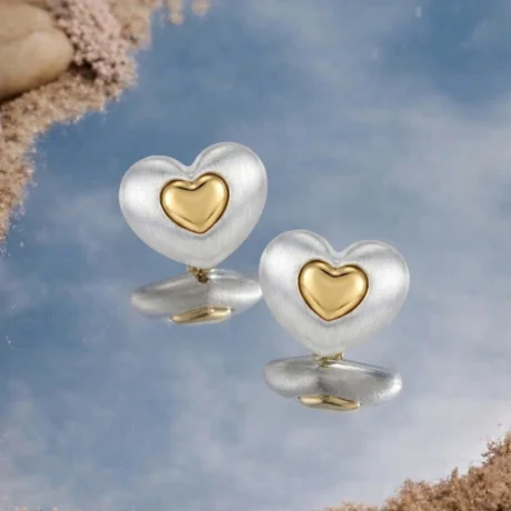 Two-Tone Heart Stud Earrings