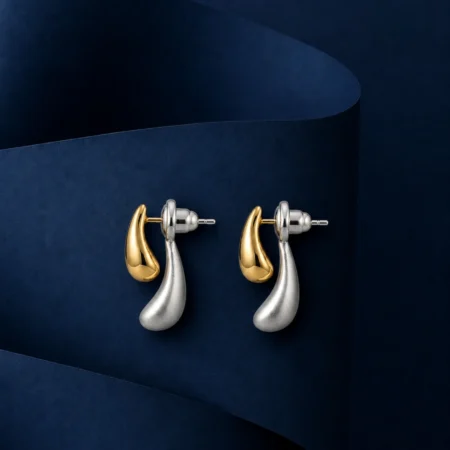 Two-Tone Teardrop Drop Earrings