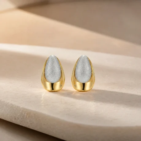 Two-Tone Teardrop Stud Earrings
