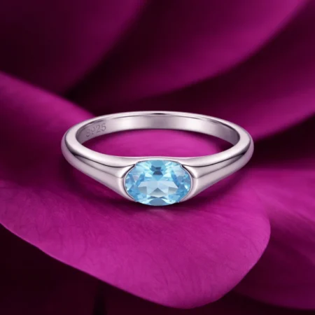 Oval Gemstone Silver Ring – 3 Colour Variation Collection
