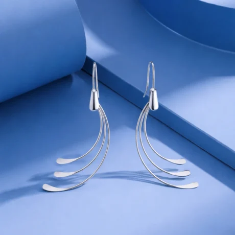 Silver Wave Drop Earrings