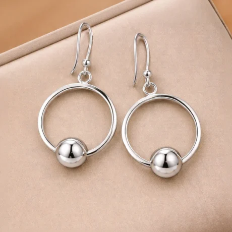 Silver Orbit Ball Drop Earrings