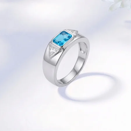 Tri-Stone Silver Statement Ring – Blue, Green & Yellow Variants
