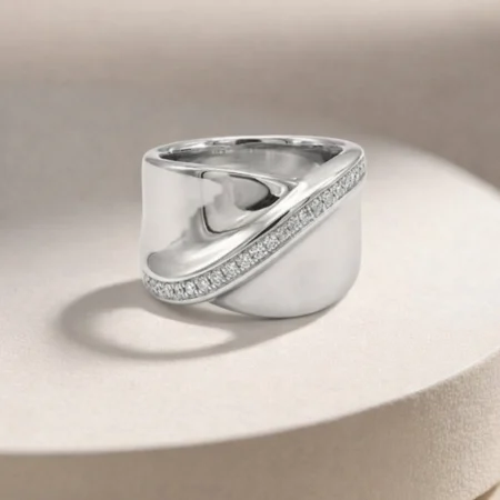Luna Curve Silver Statement Ring