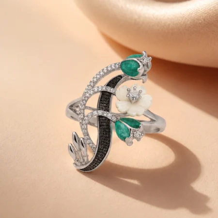 Emerald Bloom Floral Statement Ring