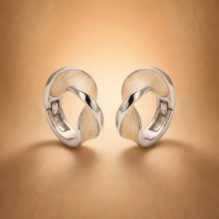 Ivory Twist Silver Hoop Earrings
