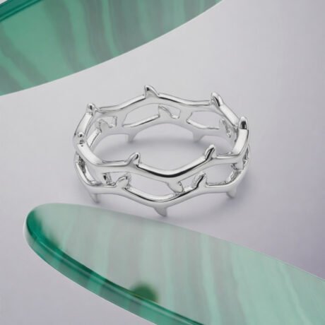 Silver Thorn Crown Open Ring