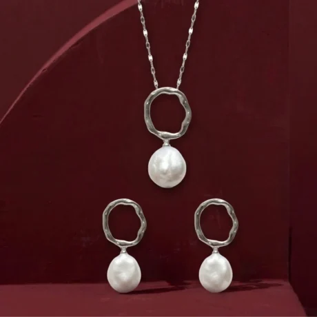 Liquid Silver & Baroque Pearl Set