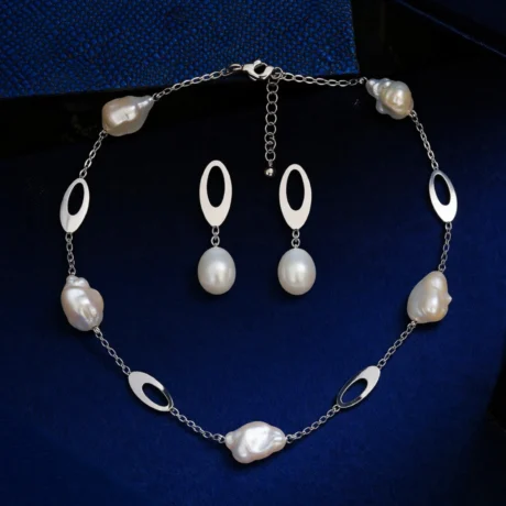 Ethereal Baroque Pearl & Silver Set