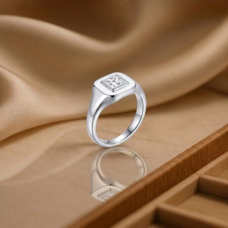 Silver Shield Solitaire Ring