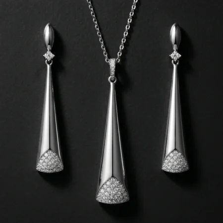 Lustrous Baguette Loop & Pearl Set