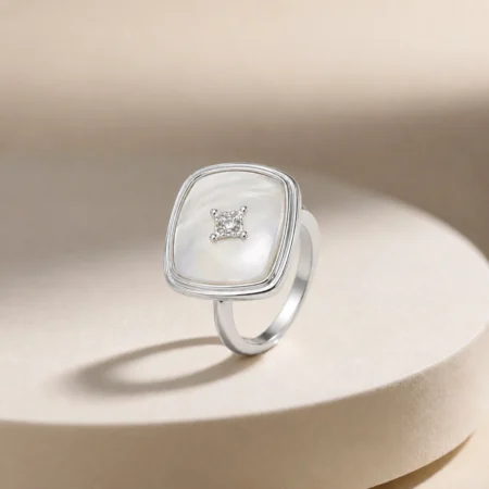 Mother of Pearl Square Silver Ring