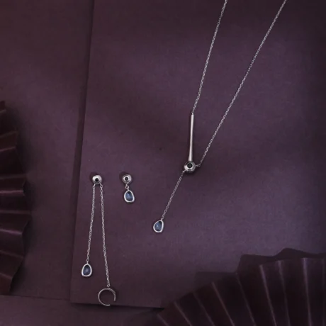 Silver Lunar Drop Jewellery Set