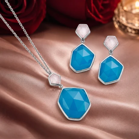 Aqua Prism Pendant & Earring Set