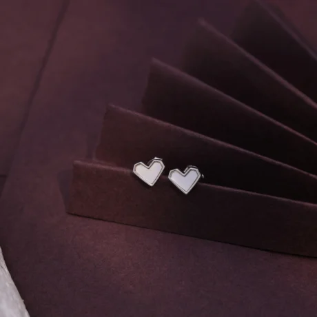 Minimal Heart Silver Stud Earrings