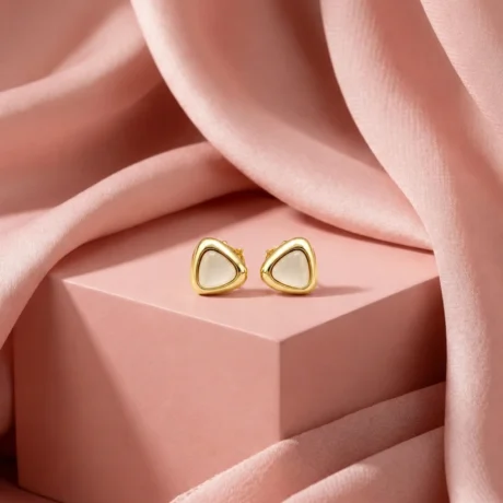 Golden Triangle Pearl Stud Earrings