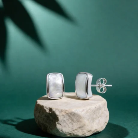 Luna Pearl Square Stud Earrings