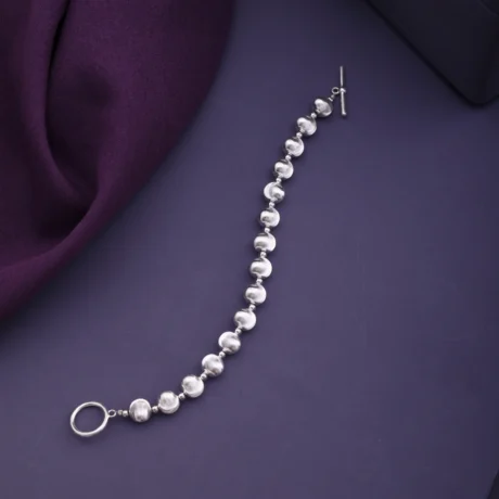 Silver Textured Bead Toggle Bracelet