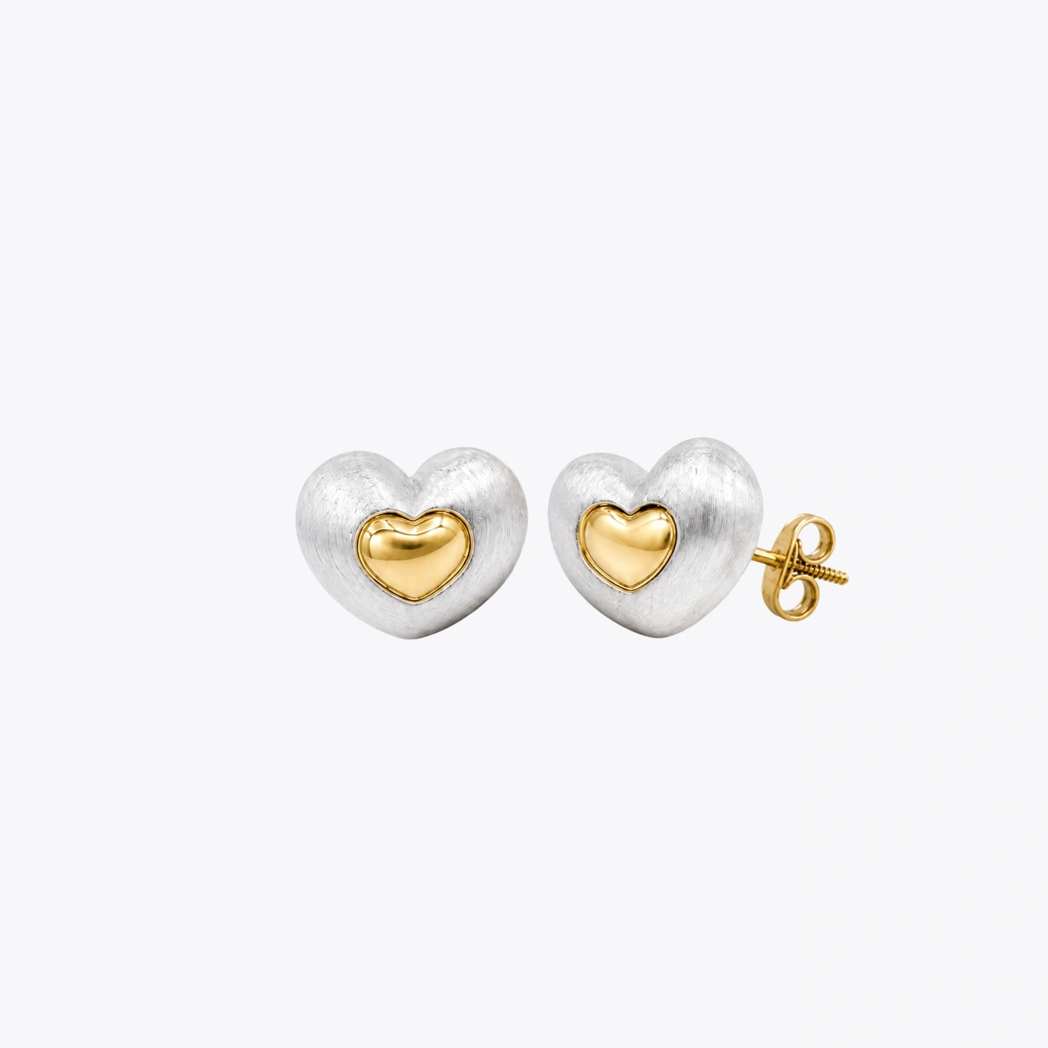 Two-Tone Heart Stud Earrings - Image 3