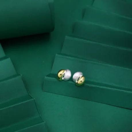 Two-Tone Dome Stud Earrings