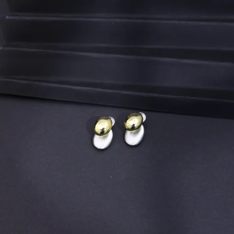 Two-Tone Oval Stud Earrings