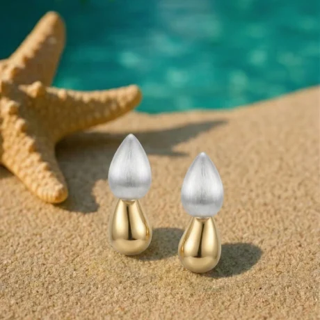 Dual-Tone Teardrop Statement Earrings