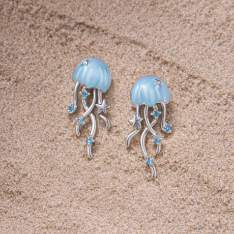 Ocean Jellyfish Blue Drop Earrings