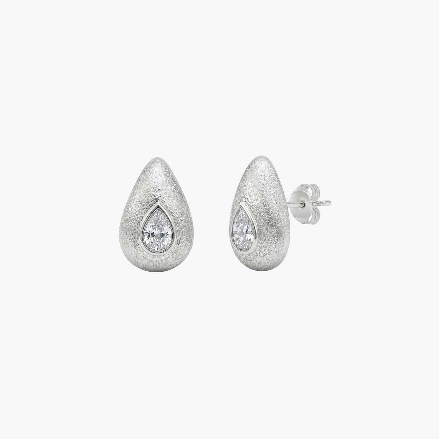 Silver Dewdrop Crystal Stud Earrings - Image 3