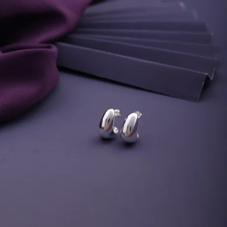 Chunky Silver Huggie Hoop Earrings