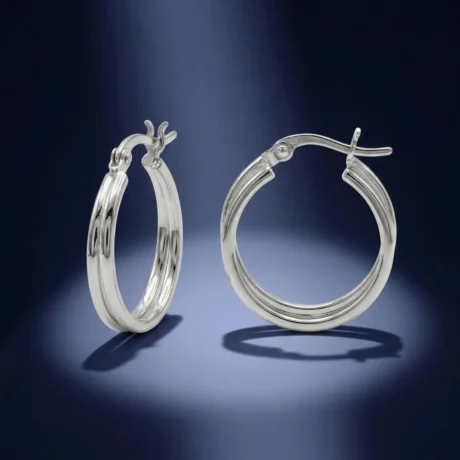 Silver Dual-Line Hoop Earrings
