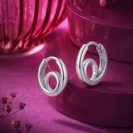 Silver Swirl Hoop Earrings