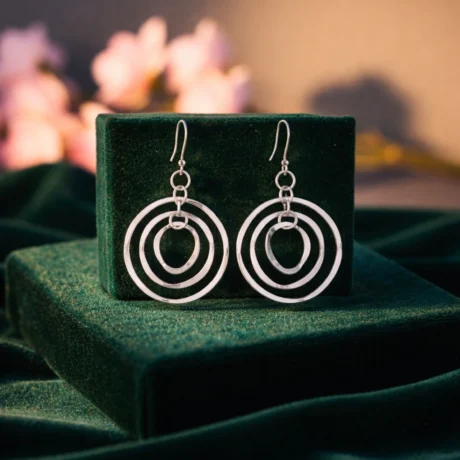 Silver Multi-Circle Drop Earrings