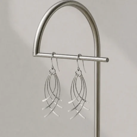 Silver Flowline Drop Earrings