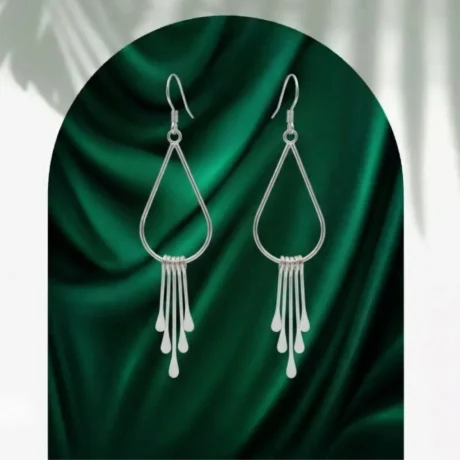 Silver Teardrop Tassel Earrings