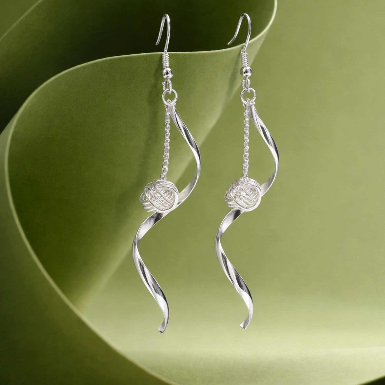 Silver Spiral Charm Dangler Earrings