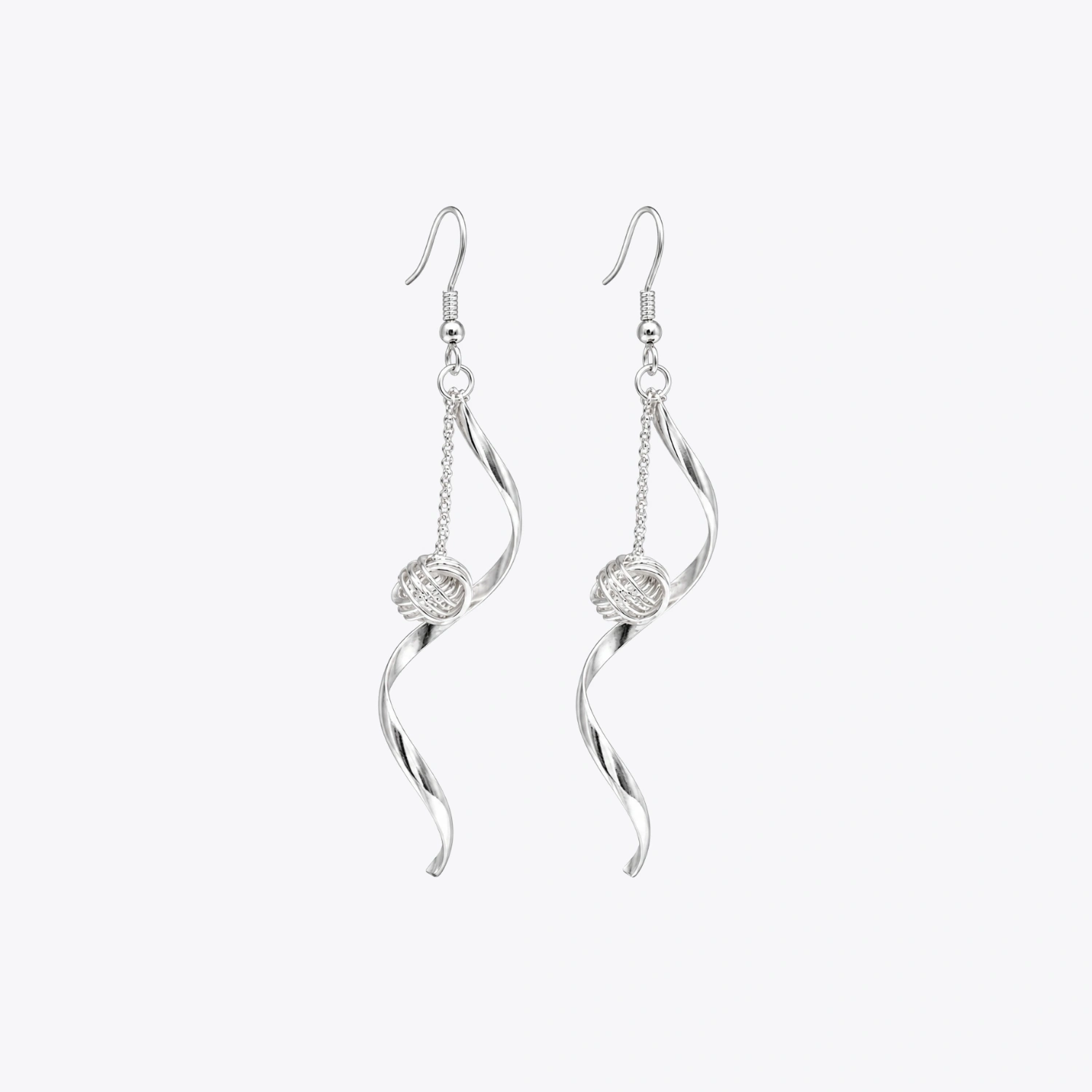Silver Spiral Charm Dangler Earrings - Image 3