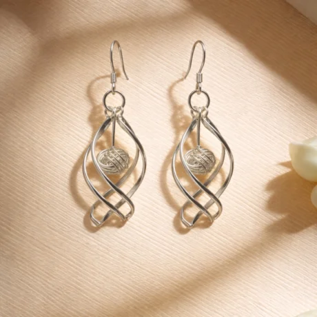 Silver Swirl Ball Drop Earrings