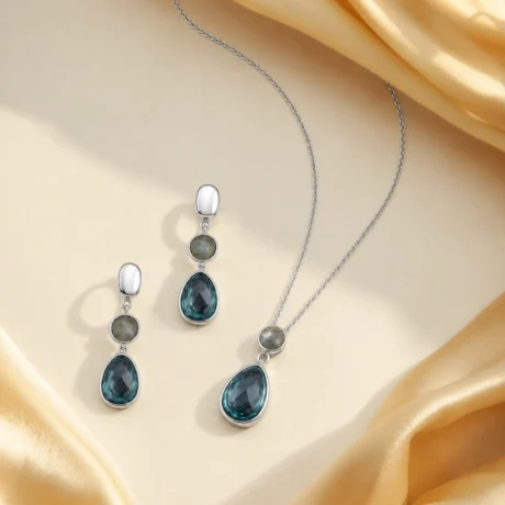 Sky Blue & Sunshine Drop Silver Set
