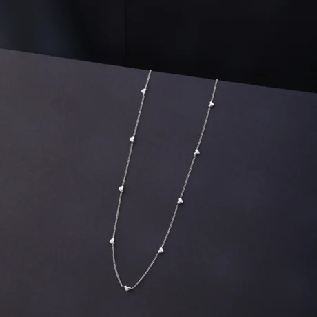Silver Heart Station Chain Necklace