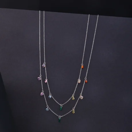 Rainbow Drop Layered Necklace