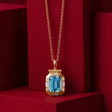 Aqua Elegance Rose Gold Pendant Necklace