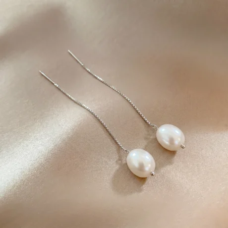 Pearl Chain Threader Earrings