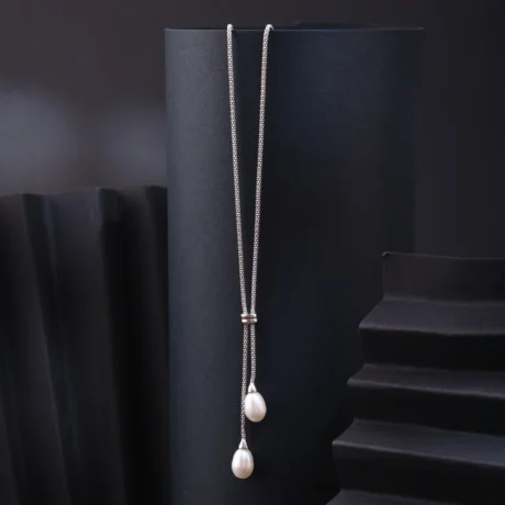 Pearl Drop Lariat Necklace