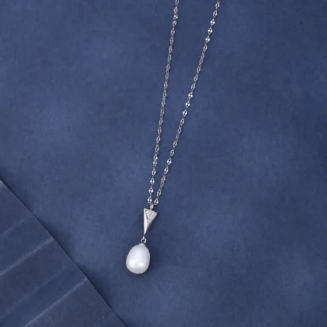 Pearl Drop Silver Pendant Necklace