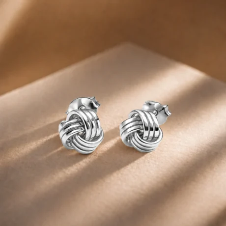 Silver Knot Stud Earrings