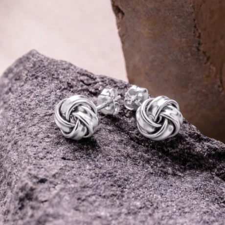 Silver Love Knot Stud Earrings