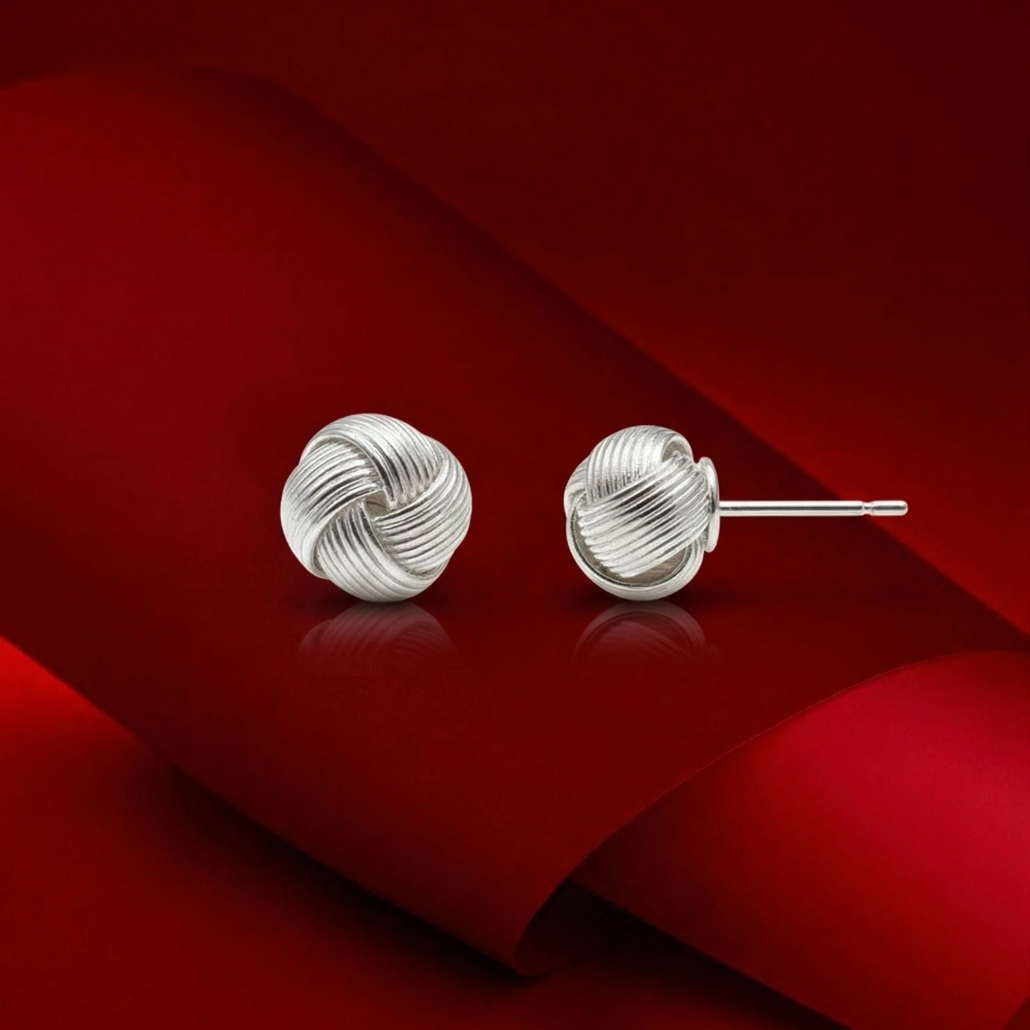 Silver Knot Stud Earrings