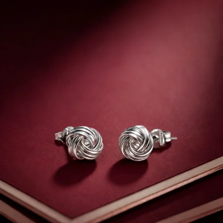 Silver Knot Stud Earrings