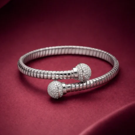 Silver Radiance Pavé Ball Cuff Bracelet